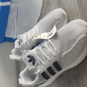 Adidas Swift Run White and Black Sneakers with Knit Upper